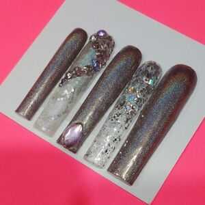 Holographic Nail Art Set with Glitter Accents